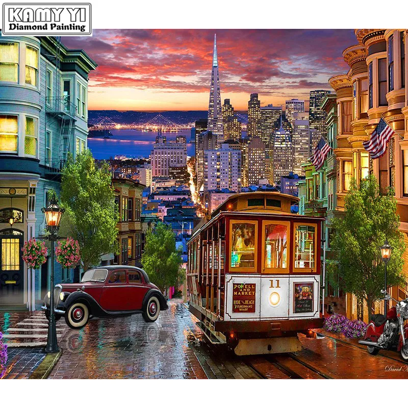 5D алмазная вышивка сделай сам крестиком уличная под дождем