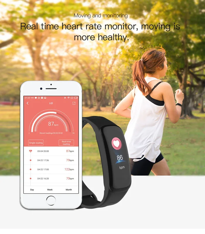 Wearpai C1Plus Цвет смарт браслет часы с функцией измерения пульса умный Браслет Фитнес