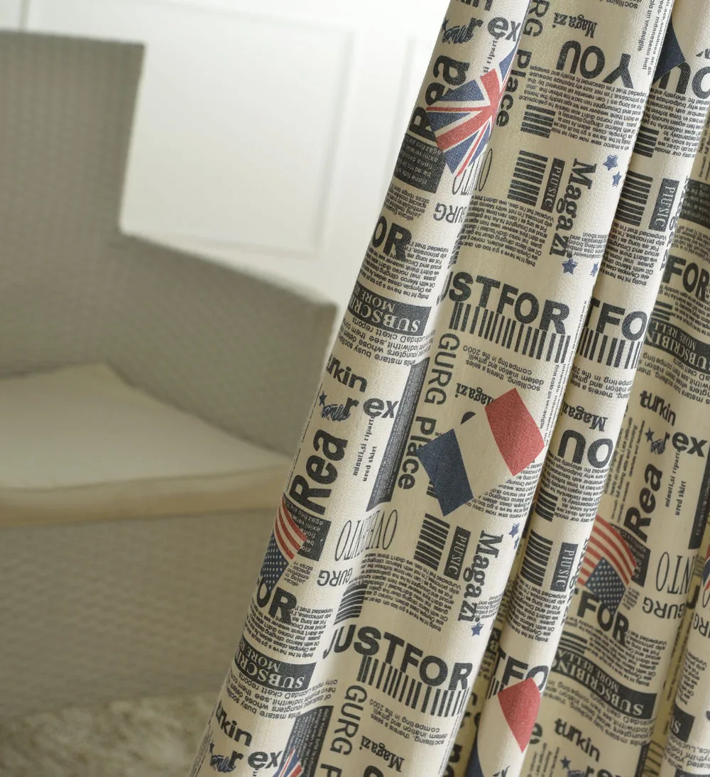 Текстильные ткани с принтом серия флагов и газет занавески из Мультяшные на окна