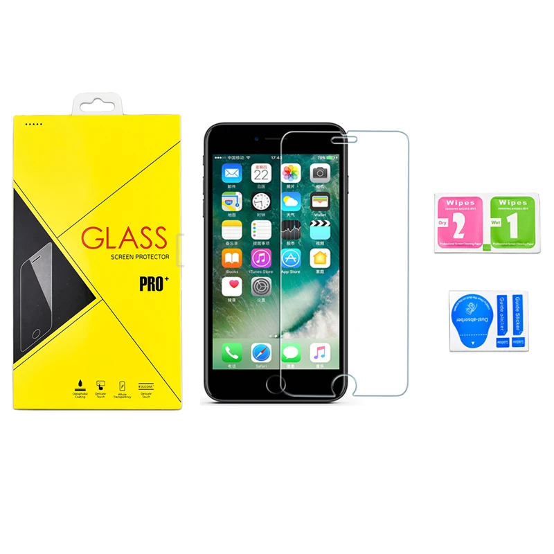 100 шт DHL нормальное закаленное стекло для iPhone X XS MAX XR защита экрана Защитное 6 7 8 Plus +