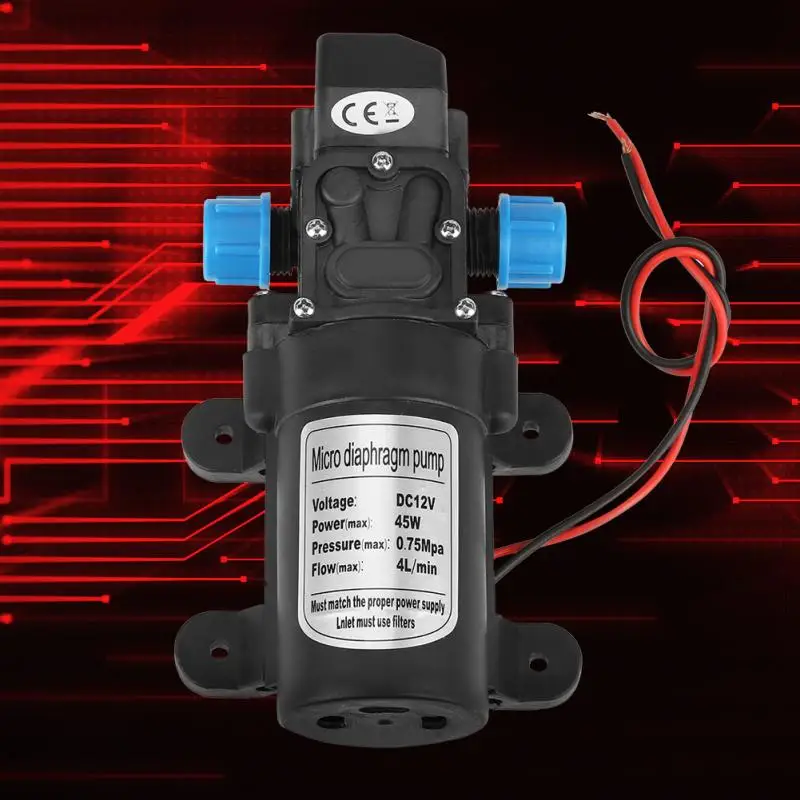DC 12V Водяной насос 45W микро мембранный самовсасывающий bomba низкий уровень шума