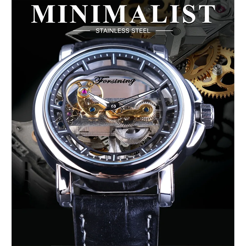 Часы наручные Forsining Мужские механические брендовые Роскошные водонепроницаемые