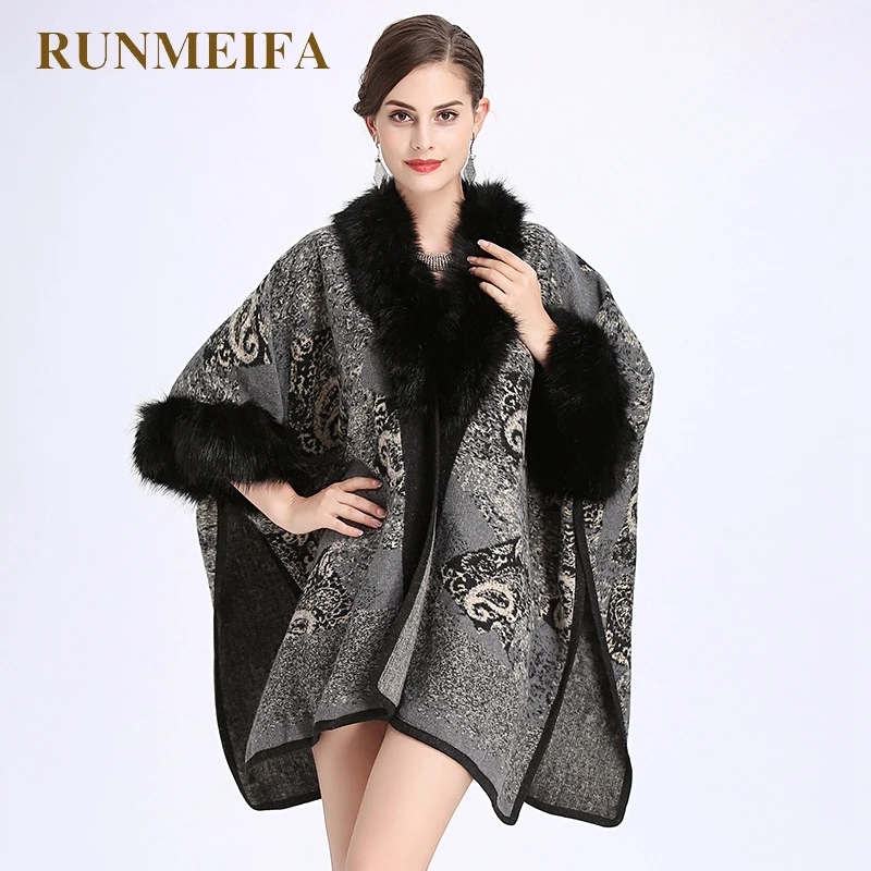 RUNMEIFA 2018 новые модные женские осенние и зимние Пейсли лисий мех воротника шерсть