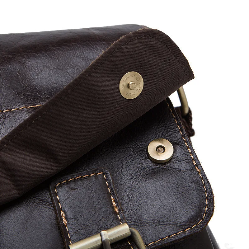 Мужская кожаная сумка-мессенджер с двойным карманом |