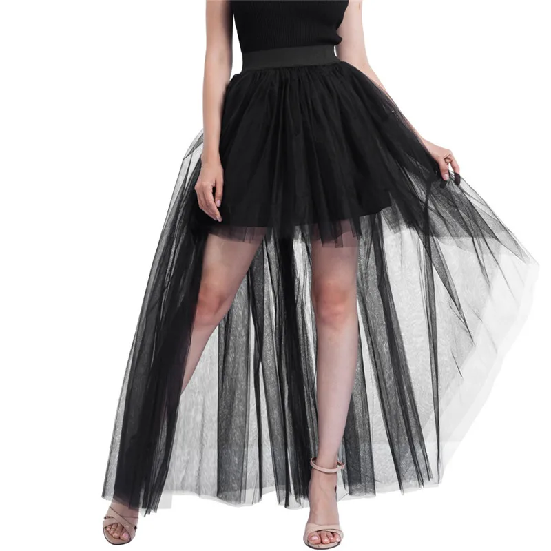 women skirts Женская Панк-юбка, женская готическая фатиновая юбка, летняя длинная юбка в стиле стимпанк, бальное платье, черная сетчатая юбка для танцев, вечеринок, юбки Rebicoo - Цвет: women skirts