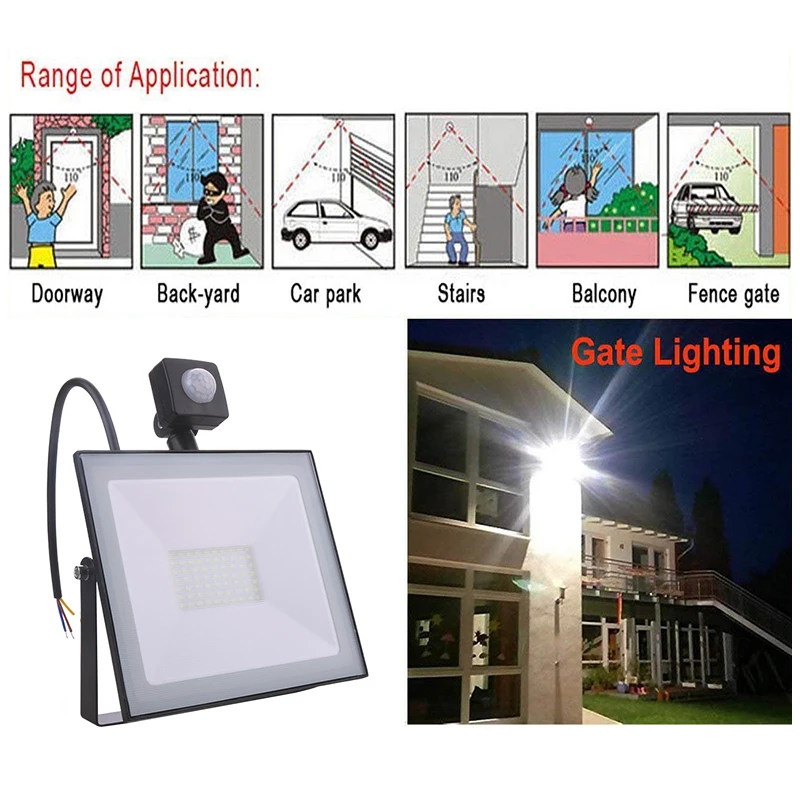 Светодиодный прожектор с пассивным инфракрасным датчиком движения 10 Вт 50 100