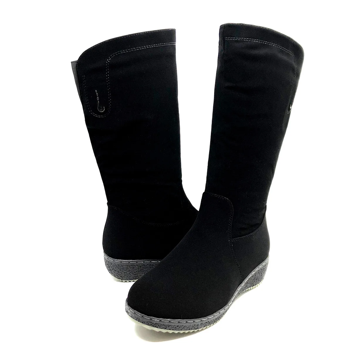 CAILASTE/Женская обувь зимние сапоги до середины икры черные кожаные на молнии