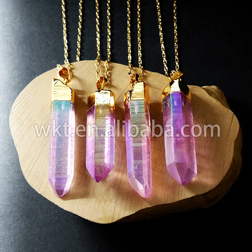 WT-N495 оптовая продажа водная аура подвеска с кристаллом золотого цвета верхнее