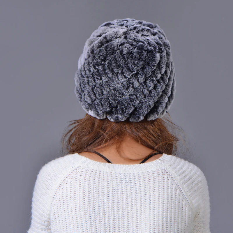 

Women's Fur Hat Natural Rabbit Fur Cap Knitted Hats for Winter Women Beanies Bone Caps Warm Thick Skullies Beanies Women Hats