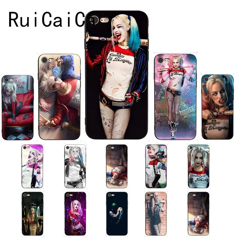 RuiCaiCa Harley Quinn отряд самоубийц Джокер Wink черный мягкий чехол для телефона iPhone 8 7 6 6S