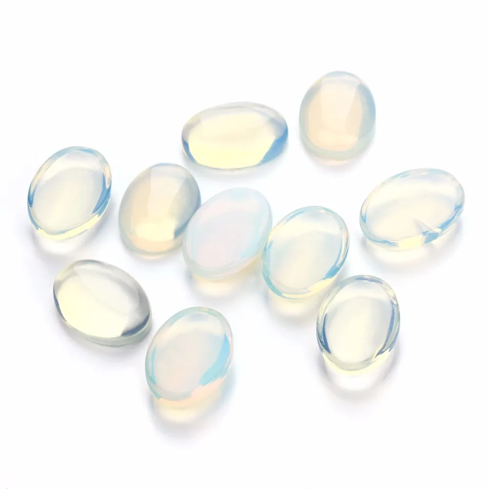 LOULEUR 10pcs/lot 10*14/13*18/18*25mm Natural Stone Cabochon Beads White Opal Oval Created For Jewelry Making | Украшения и