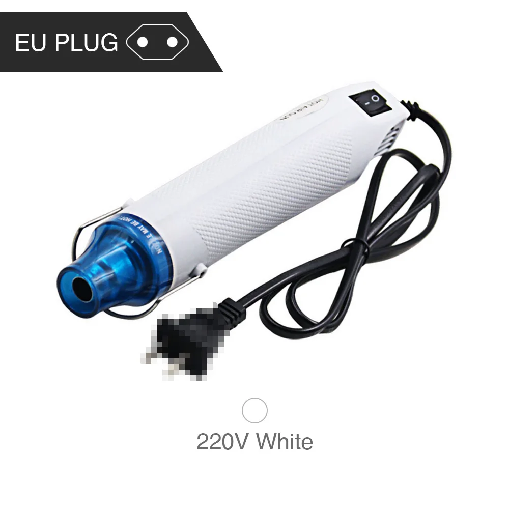 White EURO Plug GT DIY с использованием промышленный фен 110/220 В мощность макс инструмент Портативный Цифровой Пистолет горячего воздуха мини с сиденьем термоусадочный пластик DIY инструмент - Цвет: White EURO Plug