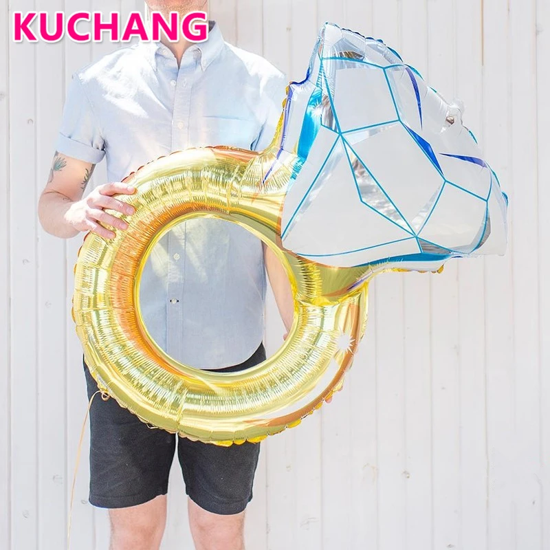 50 шт. розовое золото бриллиантовое кольцо фольга гелиевый воздушный шар