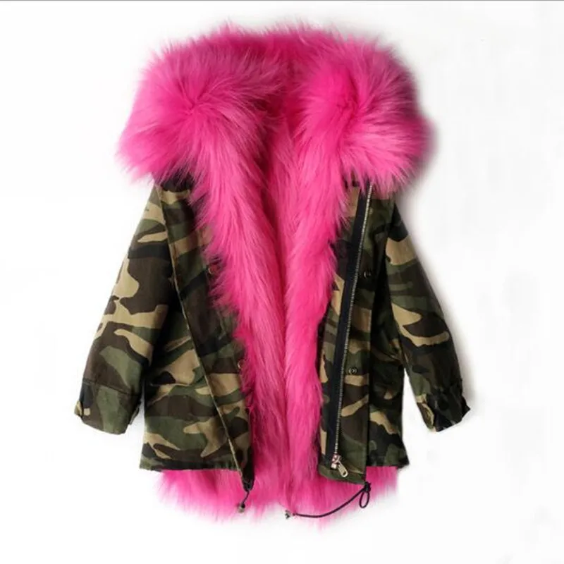 green coat rose fur Теплое зимнее пальто для девочек с подкладкой из искусственного лисьего меха Рождественская школьная куртка с длинными рукавами для девочек и мальчиков - Цвет: green coat rose fur