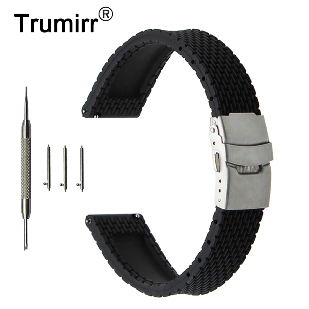 

Quick Release Silicone Rubber Watchband 18mm for Huawei Watch / Fit Honor S1 Stainless Steel Safety Buckle Strap Wrist Bracelet