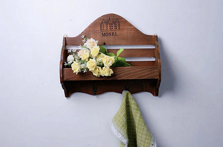 

1PC New Wall Shelf Key Wall Hanger for Bathroom Wall Decor Shelves Wooden Storage Rack Shelves with Hooks Clothes Hanger JL 048