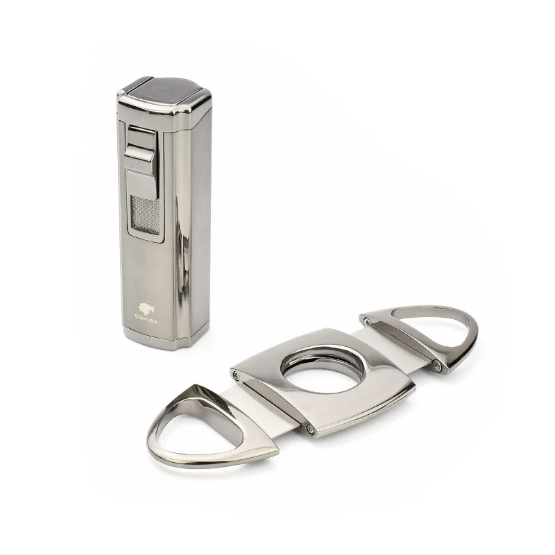 Сигаретная Зажигалка COHIBA с 3 фонарь ками и резаком для сигар|box box|box freelighters lighters |