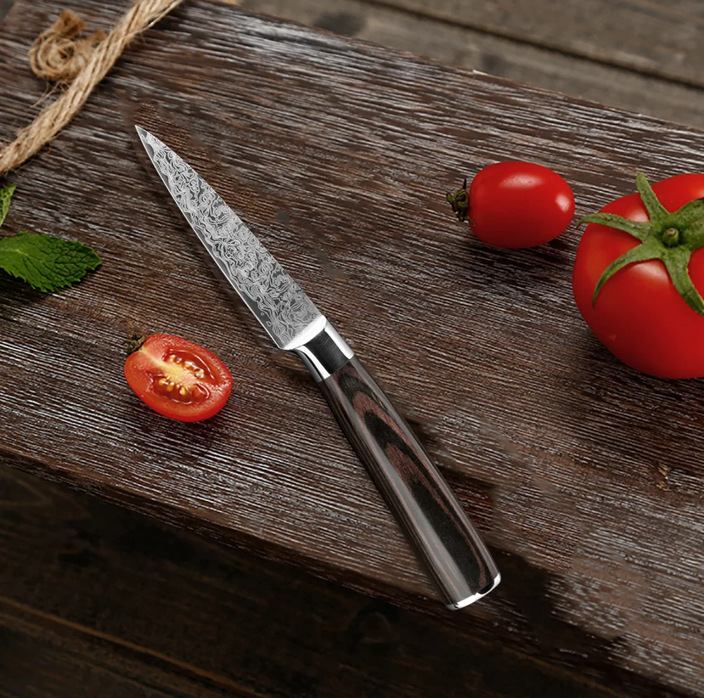Нож для чистки овощей и фруктов из нержавеющей стали 3 5 дюйма|damascus steel|knife santokuutility