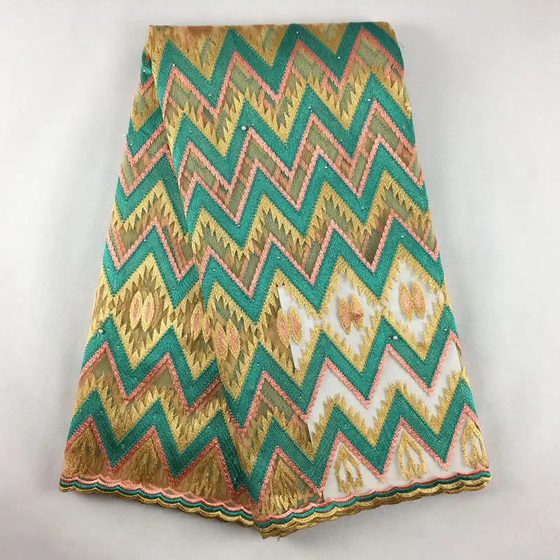 Африканская кружевная ткань для aso ebi оранжевое зеленое желтое французское