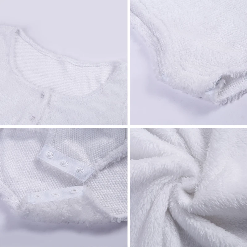 

2019 Winter Brushed Women Bodysuits Sexy Button Plush Female Long Sleeve Jumpsuit White Warm Casual Mujer Pantalones Romper