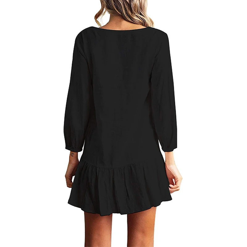 Сексуальное женское однобортное платье с v-образным вырезом и длинным рукавом