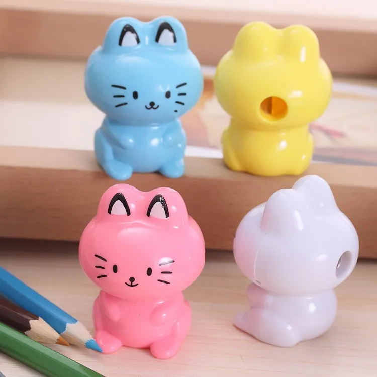 Милые пластиковые точилки для карандашей Kawaii С мультяшным котом для детей, школьные принадлежности, корейские канцелярские принадлежности, студенческие 485