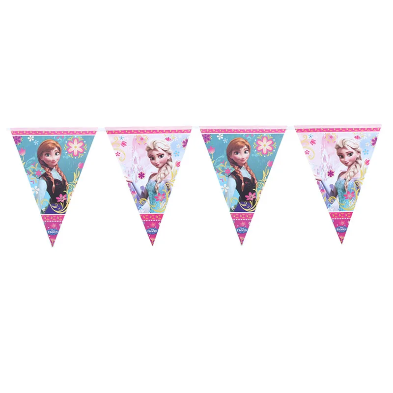 Flag 12Pcs Дисней Холодное сердце Анна и Эльза Принцесса День Рождения украшения Дети одноразовые посуда День Рождения украшения принадлежности - Цвет: Flag 12Pcs