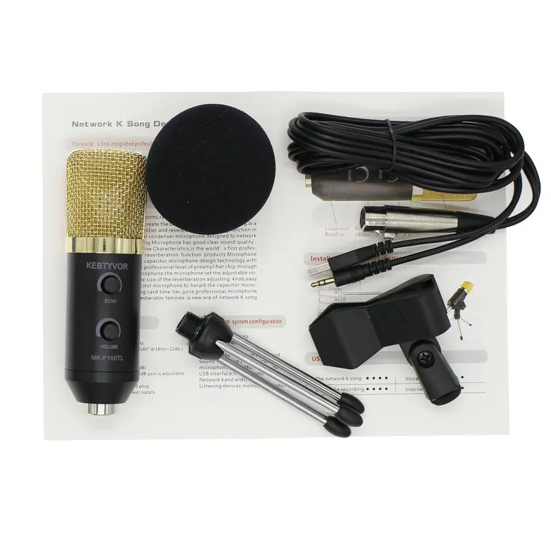 

MK F100TL USB Condenser Sound Recording Audio Processing Wired Microphone with Stand for Radio Braodcasting KTV Karaoke