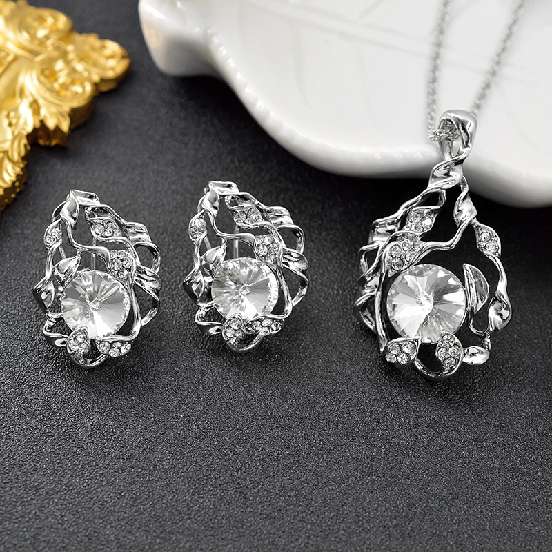 Ювелирные изделия Sunny Jewelry Dubai для женщин колье серьги кулон кубический цирконий