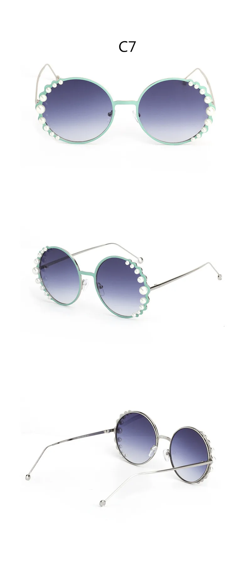 HBK круглые жемчужные солнцезащитные очки Modis Oculos De Sol feminino Роскошные винтажные женские брендовые дизайнерские солнцезащитные очки градиентные UV400