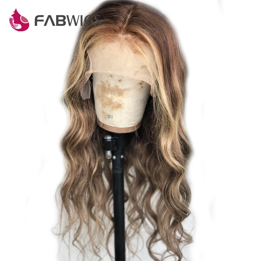 Fabwigs 150% плотность хайлайтер Омбре светлые полные кружевные человеческие волосы