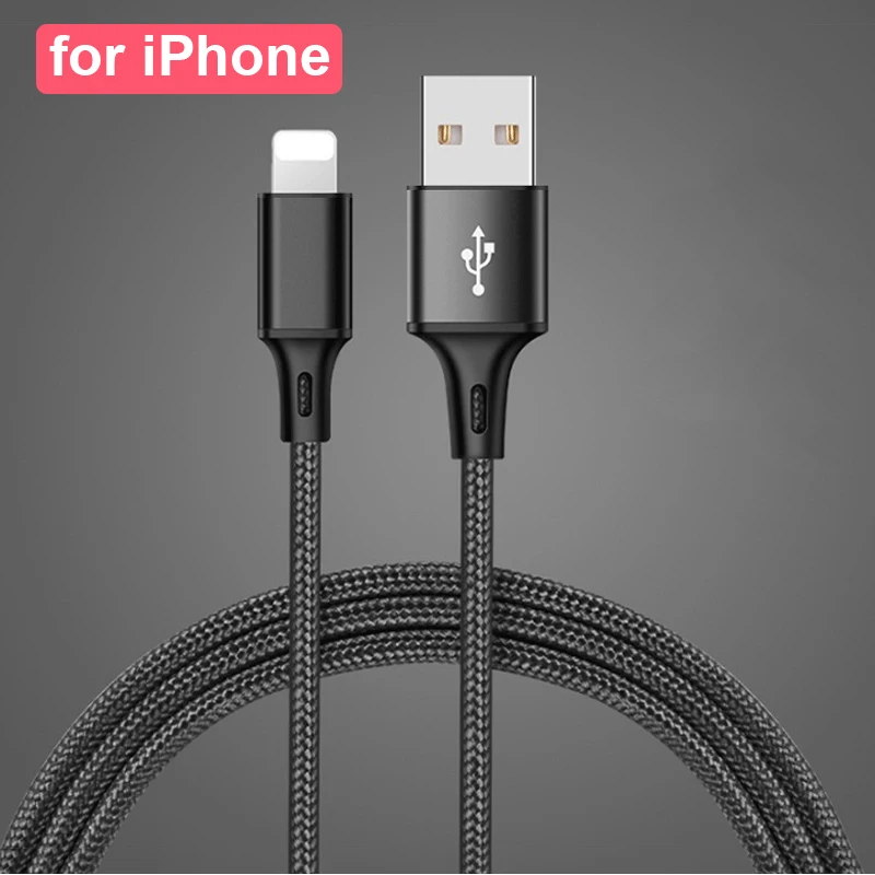 Black for iPhone Зарядный кабель для передачи данных для iPhone X 10 XS MAX XR 8 7 6 s 6S 5 5S SE type C Micro USB Android зарядный провод короткий длинный 1 м 2 м 3 м - Цвет: Black for iPhone