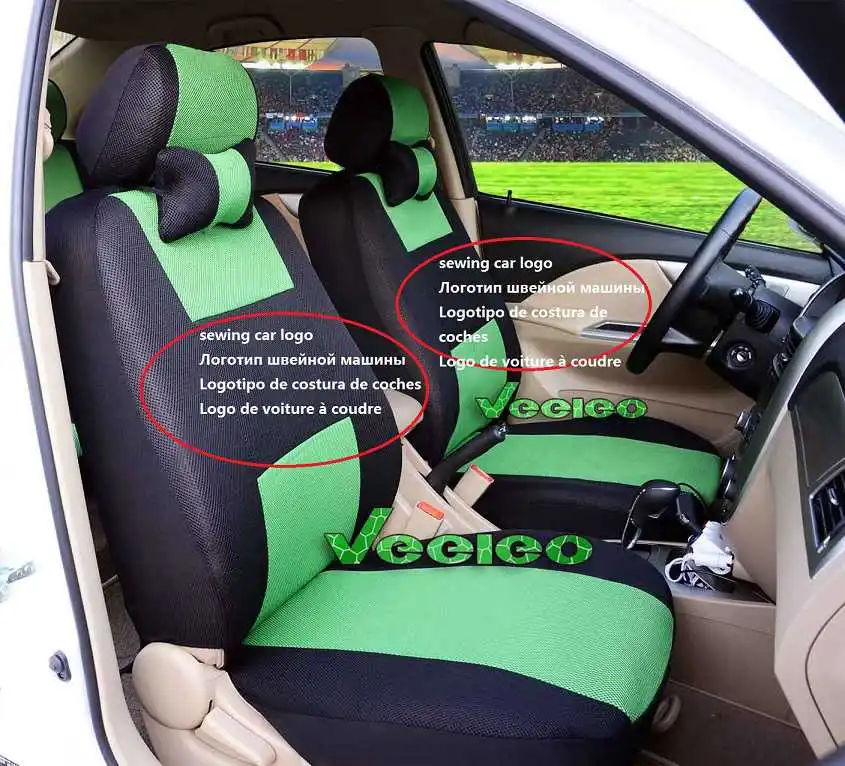 Передние и задние) универсальные чехлы на сиденья для SUZUKI Sx4 Liana Swift Jimmy grand Vitara с 3D материалом - Название цвета: black green in logo