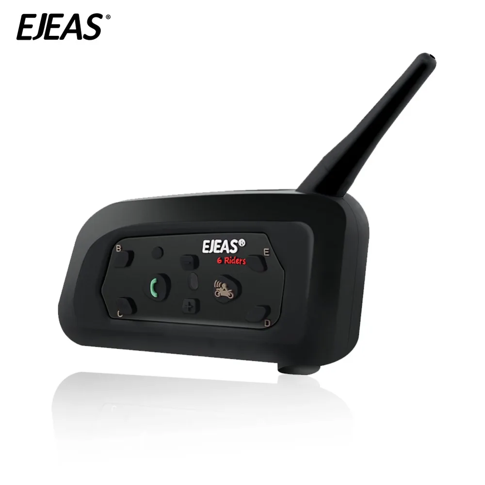EJEAS V6 Pro домофон мото беспроводной шлем Bluetooth гарнитура густой микрофон металлический зажим USB 850 мАч 6 Rider 1200 м водонепроницаемый