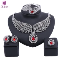 vintage turkish women african beads jewelry set dubai indian crystal wedding necklace jewelry sets silver color jewellery set