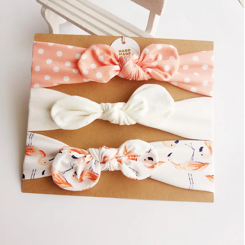 

3pcs/set Baby Bow Knot Headbands Girl Turban Hair Band Accessories Infant Cute Print Bow Headband Bundle Set