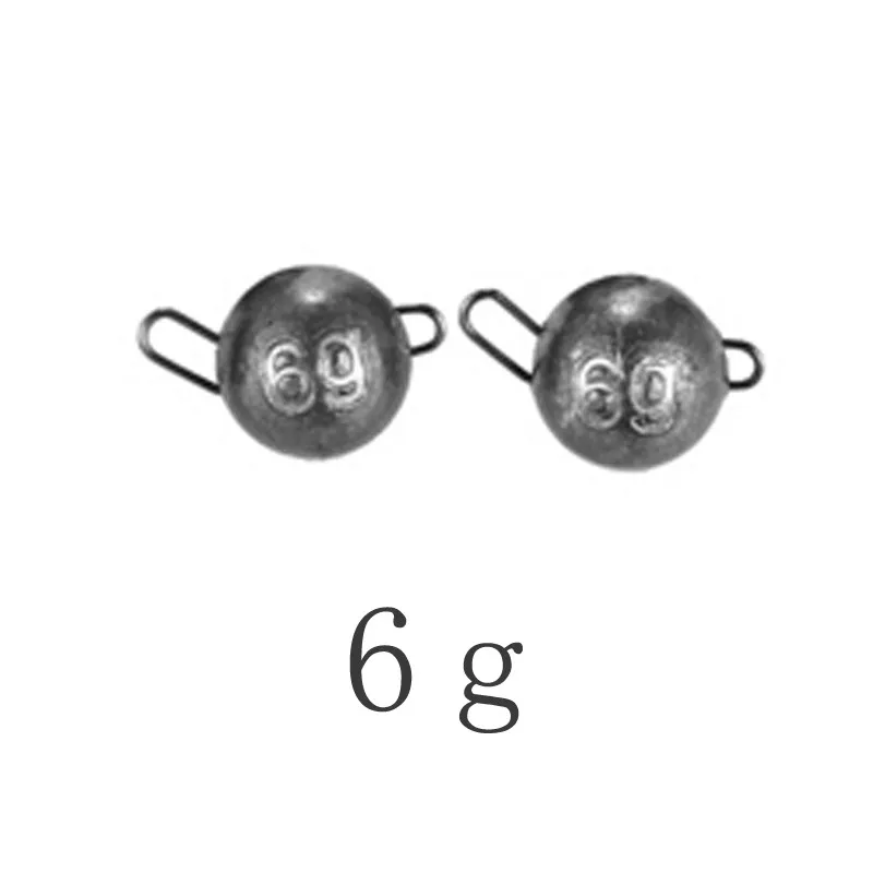 10 шт., 2 г, 3 г, 5 г, 8 г, 10 г, 12 г, рыболовные крючки, свинцовые крючки, вес, Мягкая приманка, джиг-приманка, голова, свинцовая глубоководная пуля, Аксессуары для рыбалки - Цвет: 6g