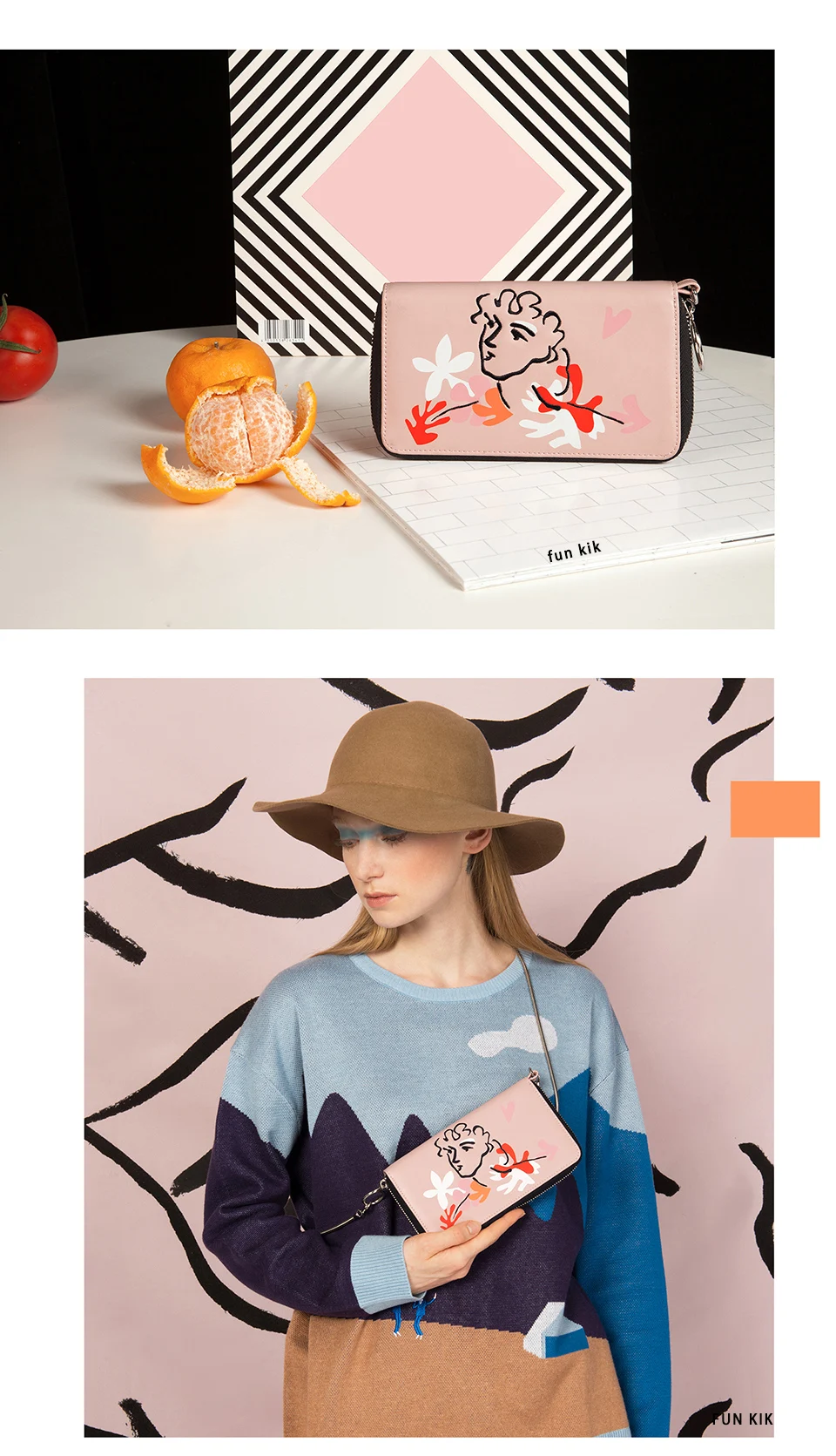 YIZISToRE Новые Креативные женские длинные кошельки из искусственной кожи через плечо модные сумки в линейках серии(FUN KIK store