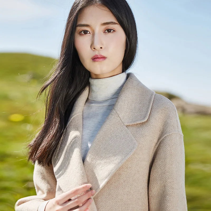 AYUNSUE 2020 шерстяное пальто модное женское Шерстяное Пальто из альпаки длинная