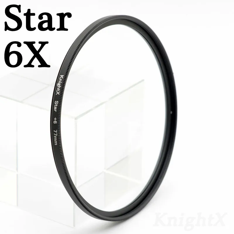 KnightX ND2 ND4 ND8 ND16 UV 49 52 55 58 62 67 72 77 цветной фильтр объектива для цифровой однообъективной зеркальной камеры Canon EOS 1100D 700D 650D 600D фирменнй переходник для объектива Canon 18-55 мм градиентные фильтры нормальной hoya - Цвет: Star 6X