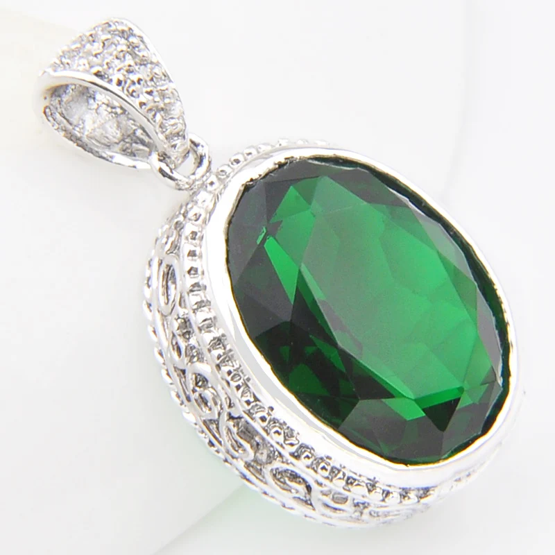 Enya Новое поступление Винтаж ручной работы Овальный зеленый камень с серебряным