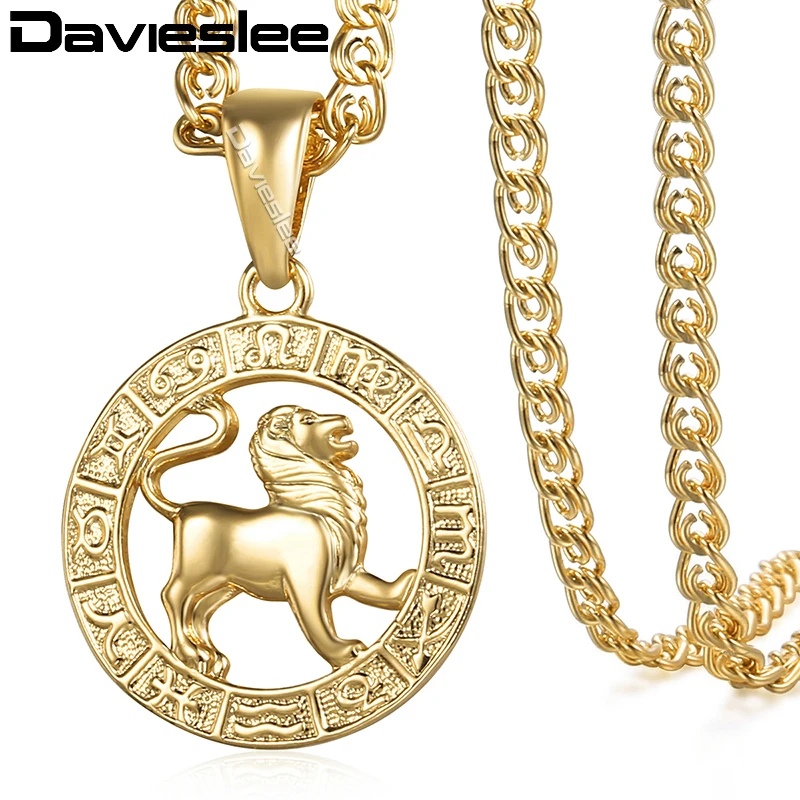 Davieslee женский знак Leo зодиака кулон Золотое созвездие ожерелья для женщин