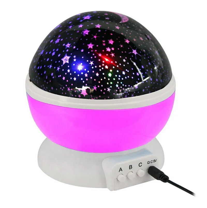 Novelty 360 Rotating Round Night Light Projector Lamp Star Moon Sky Romantic Home Decoration | Лампы и освещение