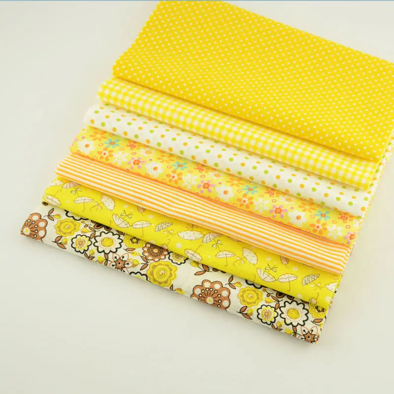 Booksew 7 шт. желтый мини с принтом горошек Хлопок Ткань плотная для Вышивание стежка ткани домашний текстиль Тильда бюро украшения игрушки