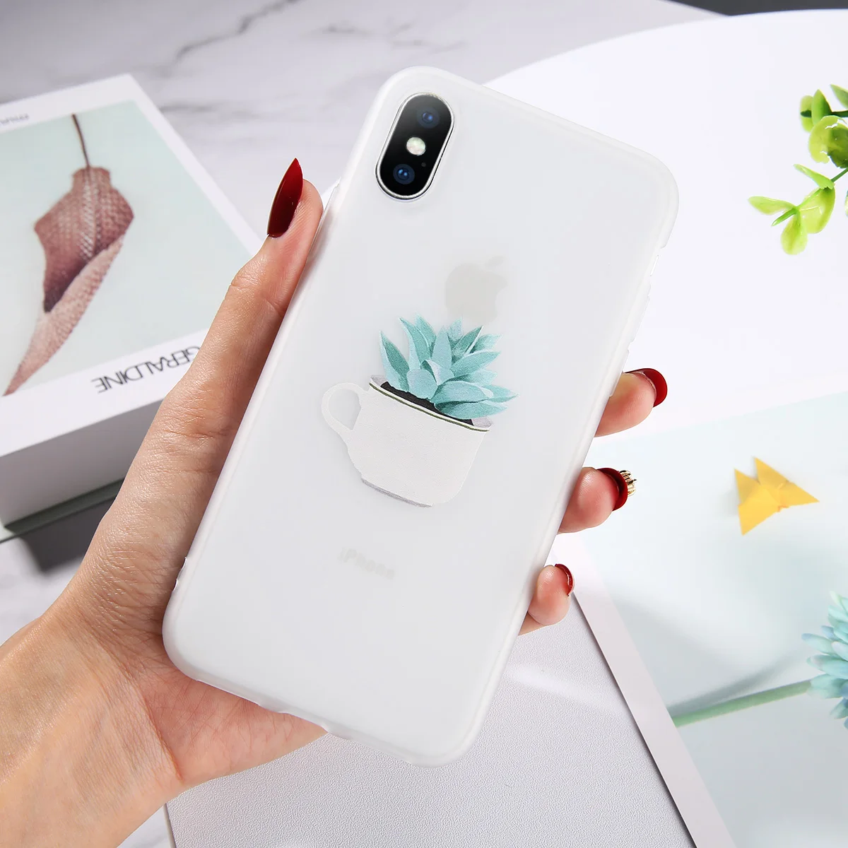 7169 Чехол для телефона Moskado Leaves Potted Plants для iPhone 6, 6s, 7, 8 Plus, X, XS, XR, XS Max, 5, 5S, SE, банановый лист, матовый мягкий чехол из ТПУ - Цвет: 7169