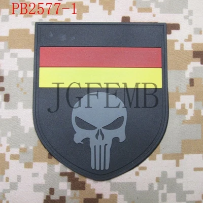 Германия флаг с черепом Военная тактика боевой 3D ПВХ патч - Цвет: PB2577 Grey