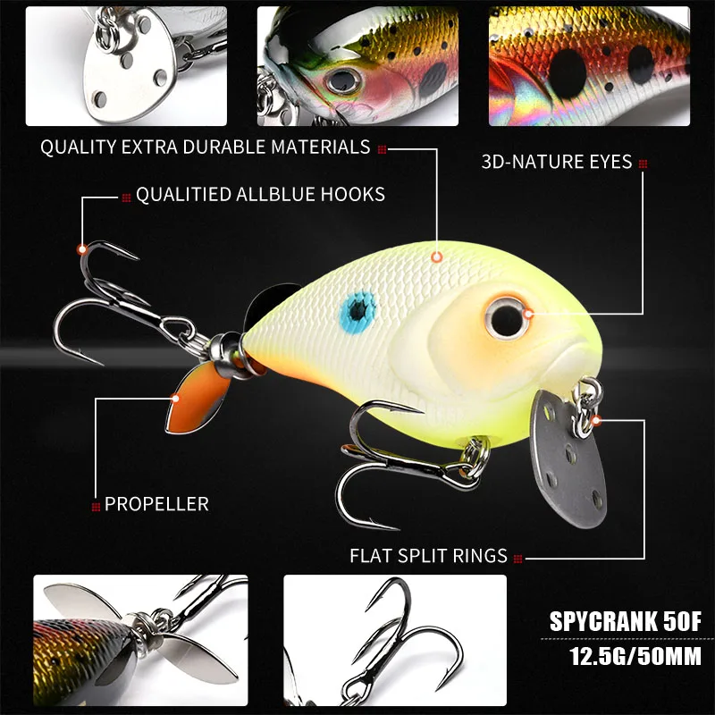 ALLBLUE SPYCRANK 50F плавающая мелкая Дайвинг Crankbait рыболовная приманка 12 5 г/50 мм Кривошип