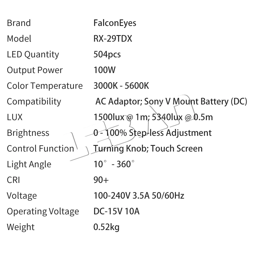 Falcon Eyes 100 Вт RX-29TDX портативный светодиодный светильник для фото и видео 504 шт. гибкий квадратный скручивающийся тканевый студийный видео светильник ing panel
