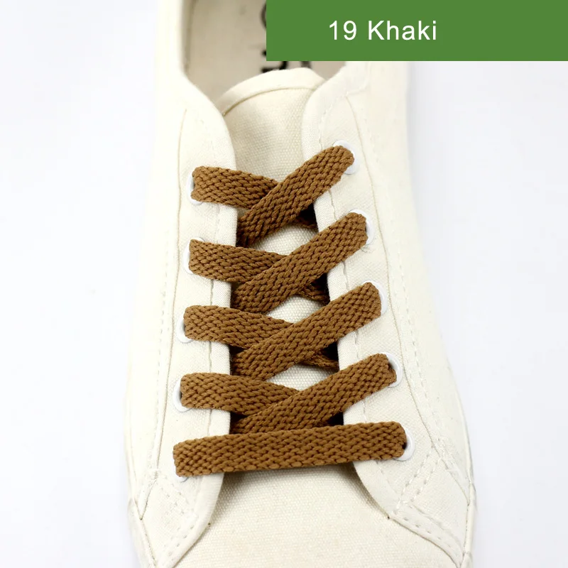 19 Khaki Новинка, 1 пара шнурков, плоские цветные светодиодные шнурки для обуви, модная парусиновая обувь, цветные шнурки для мальчиков и девочек, длина шнурка: 60-200 см - Цвет: 19 Khaki