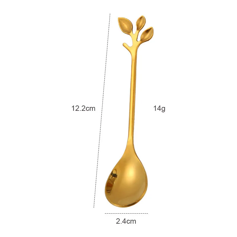 Нержавеющая сталь ложки в виде листьев вилка Кофе Чай Spork Столовые приборы десерт